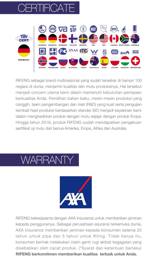 Pipa Air Dingin 3/4" x 1 Mtr (RIFENG) - PE Multilayer Putih A1620 - Gambar 4